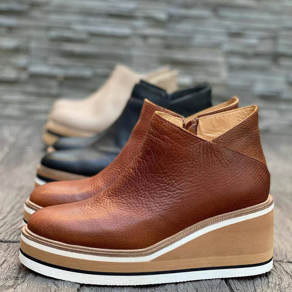 Women's Orthopedic Side-Zip Leather-Look Ankle Boots