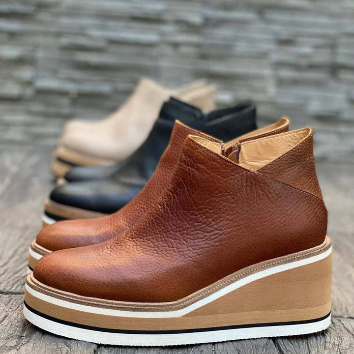 Women's Orthopedic Side-Zip Leather-Look Ankle Boots