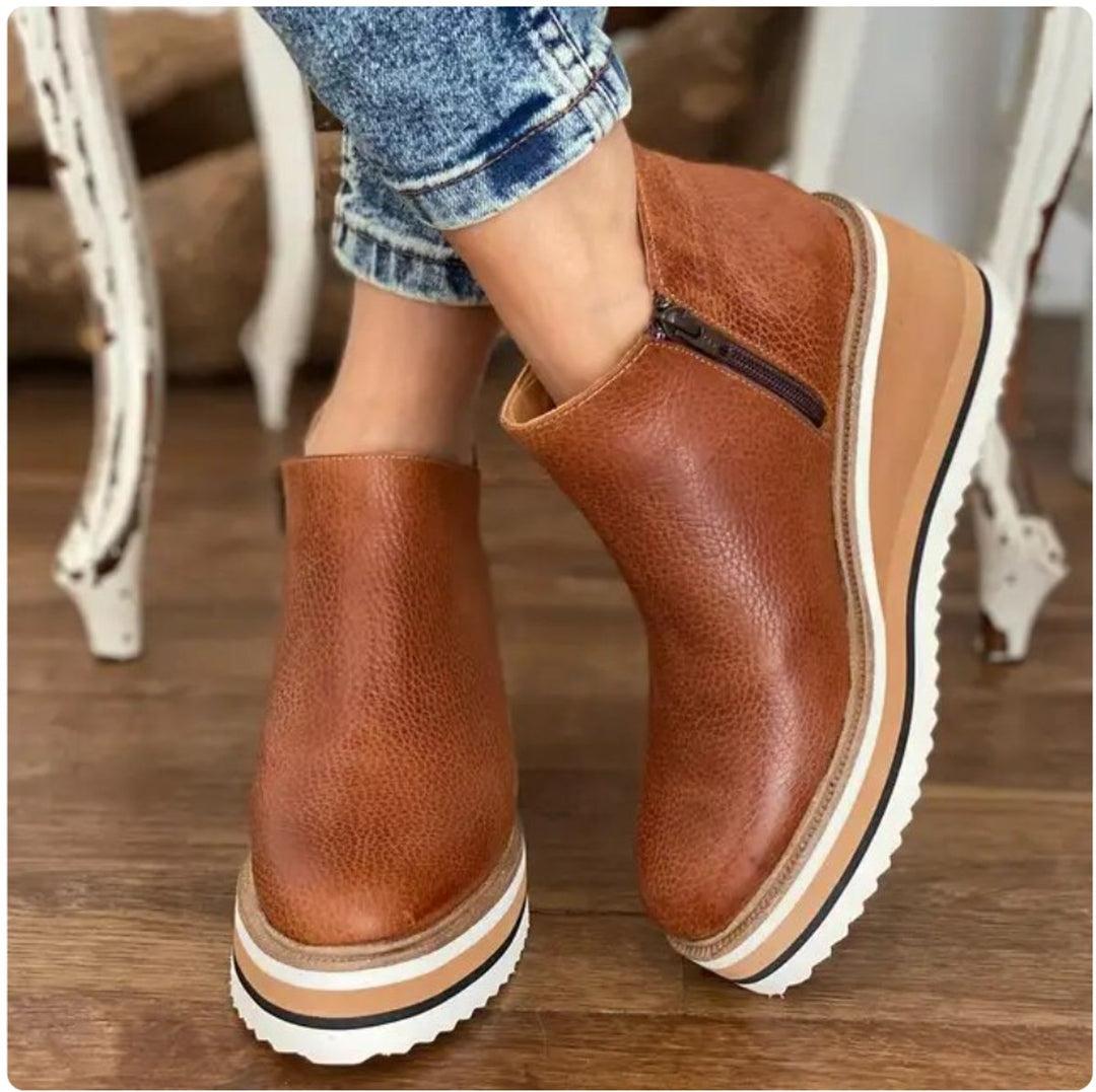 Women's Orthopedic Side-Zip Leather-Look Ankle Boots