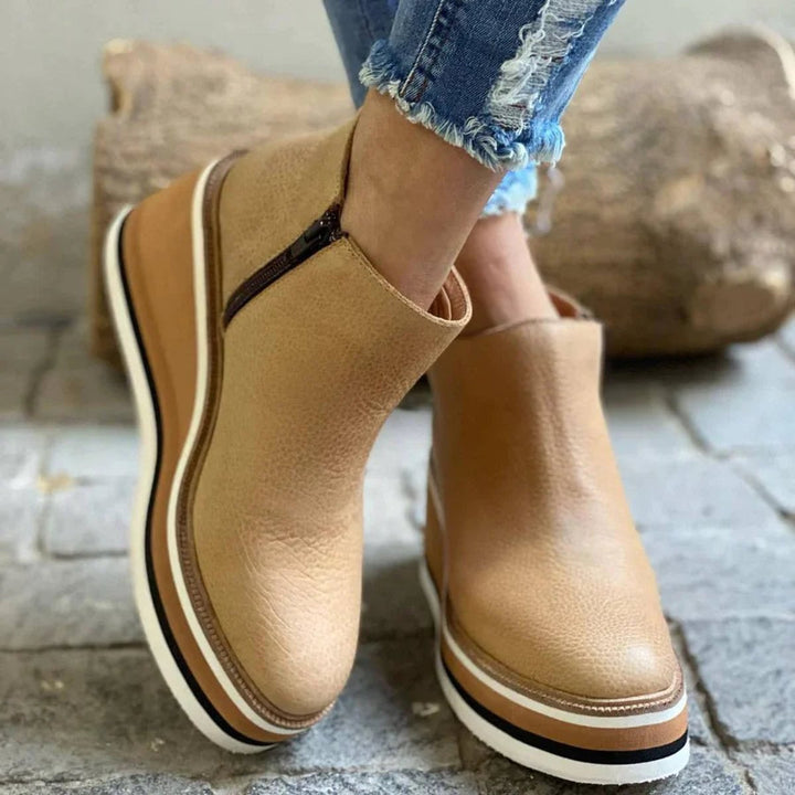 Women's Orthopedic Side-Zip Leather-Look Ankle Boots