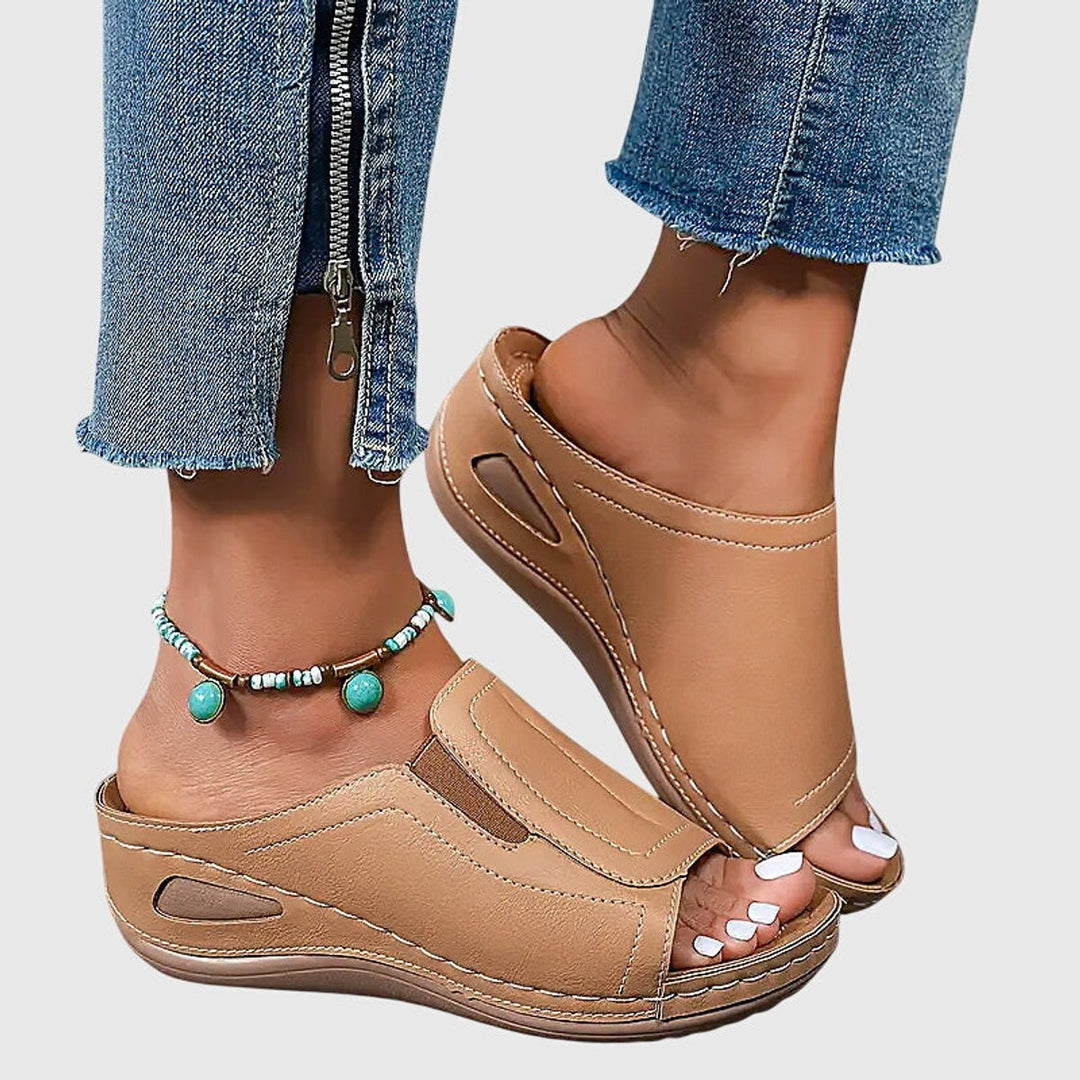 Women's Orthopedic Slip-On Wedge Sandals Open-Toe Slides