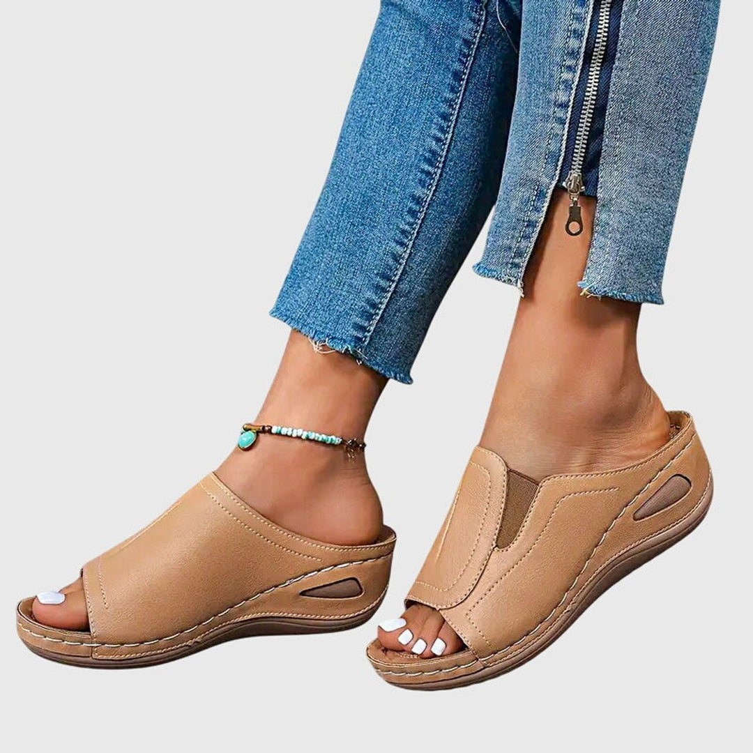 Women's Orthopedic Slip-On Wedge Sandals Open-Toe Slides