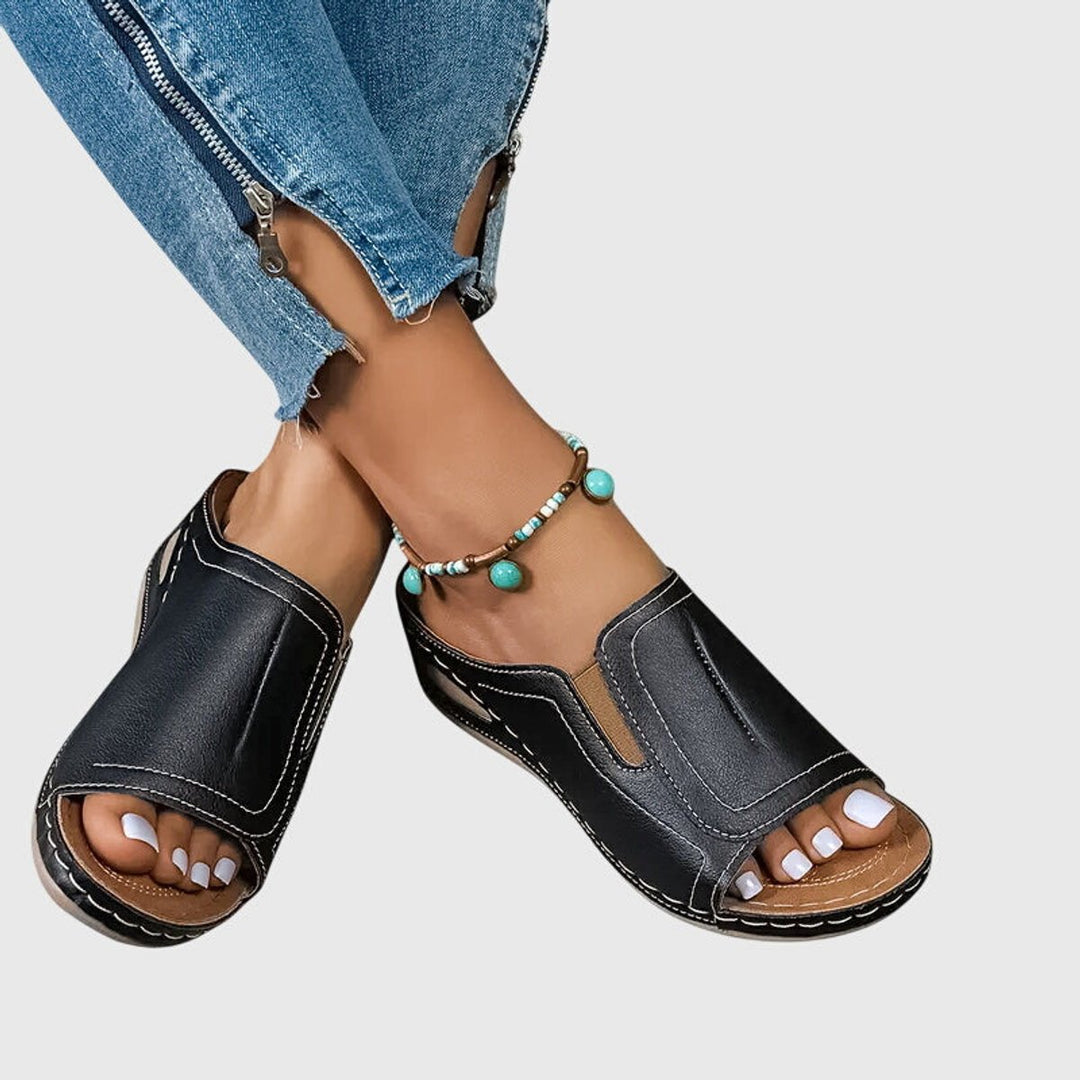 Women's Orthopedic Slip-On Wedge Sandals Open-Toe Slides