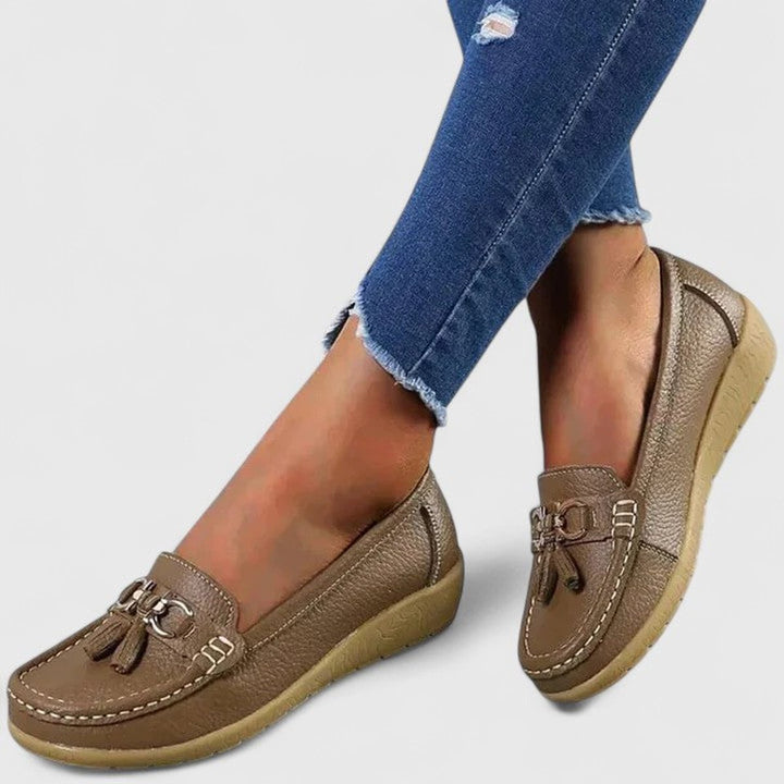 Women's Orthopedic Tassel Slip-On Comfort Loafers - Brown