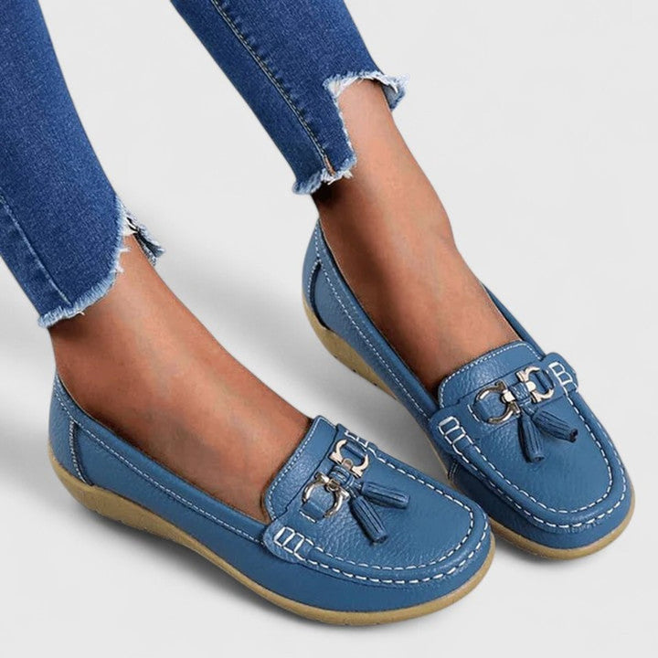Women's Orthopedic Tassel Slip-On Comfort Loafers - Light Blue