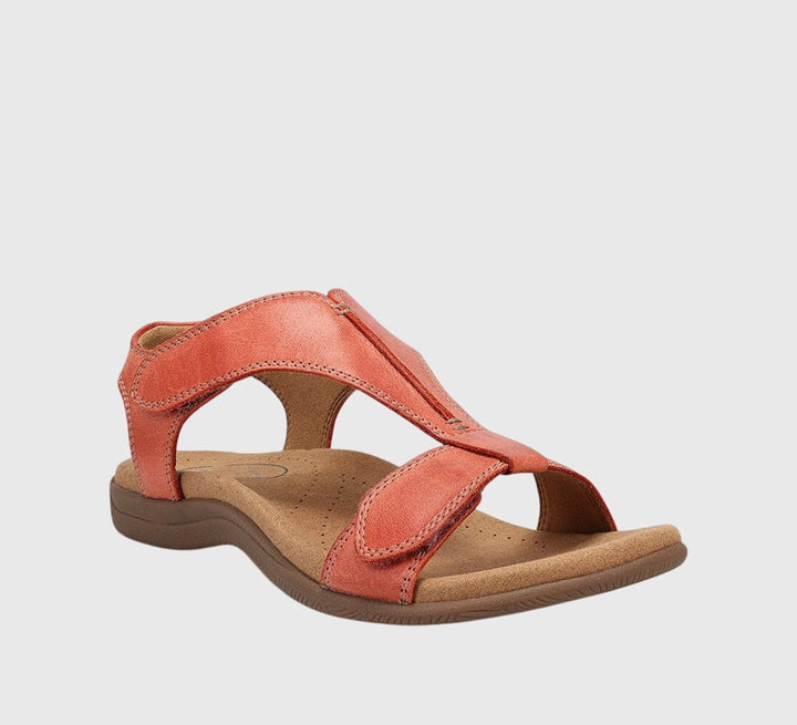 Women's Orthopedic Velcro-Strap Open-Toe Flat Sandals - Orange