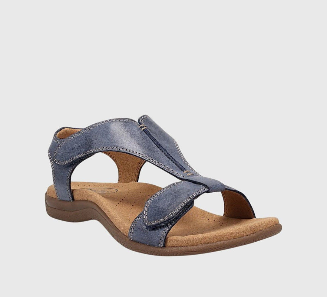 Women's Orthopedic Velcro-Strap Open-Toe Flat Sandals - Blue
