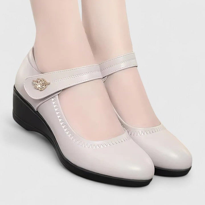 Women's Orthopedic Wedge Mary Jane Comfort Shoes - Beige