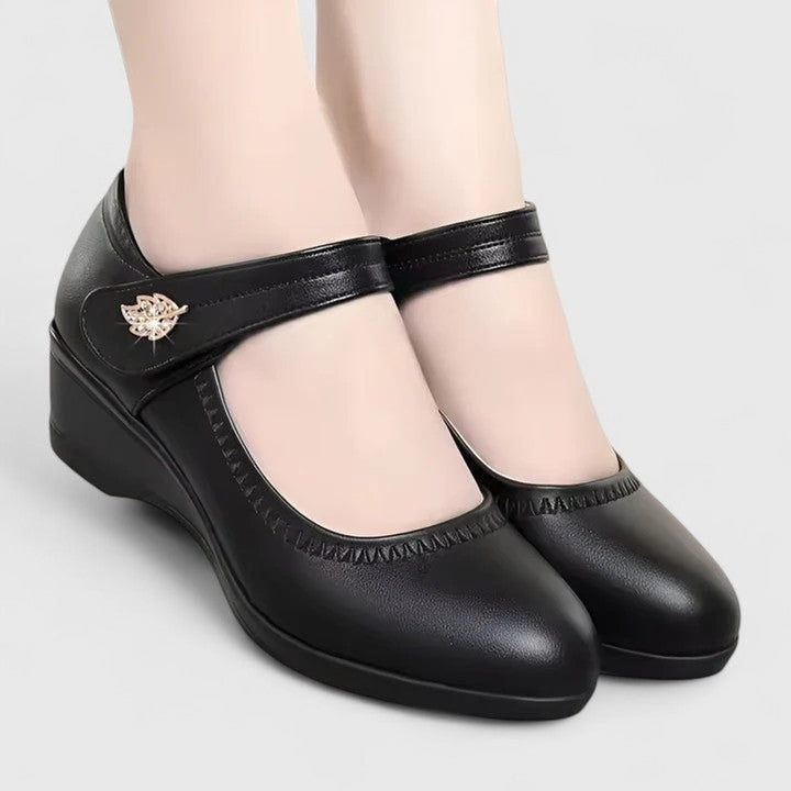 Women's Orthopedic Wedge Mary Jane Comfort Shoes - Black