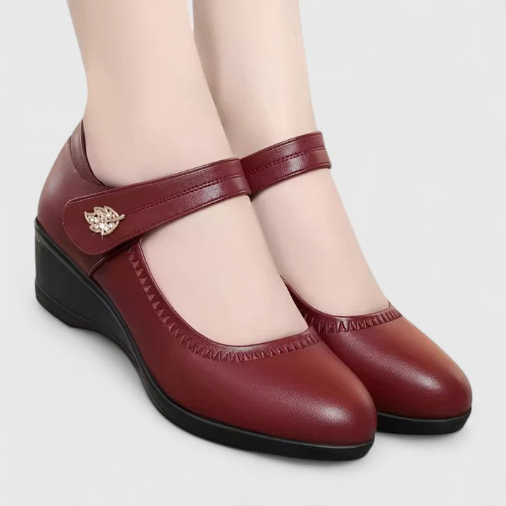 Women's Orthopedic Wedge Mary Jane Comfort Shoes - Red