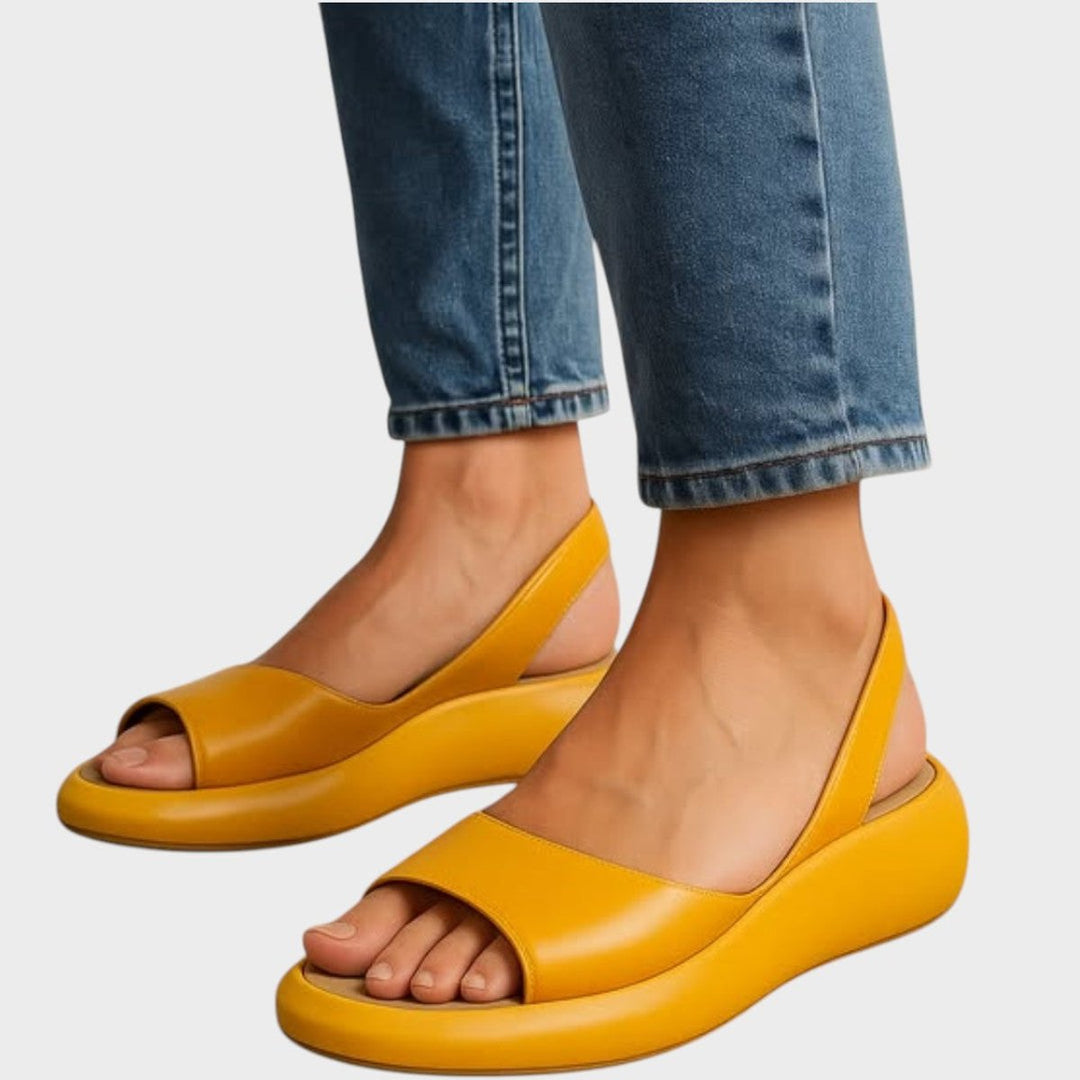 Women's Orthopedic Wedge Slip-On Open-Toe Sandals - Yellow