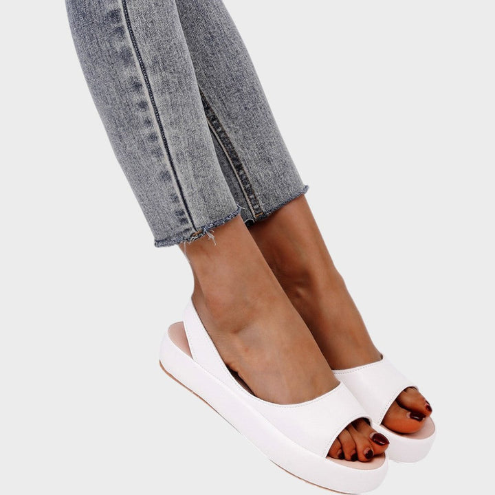 Women's Orthopedic Wedge Slip-On Open-Toe Sandals - White