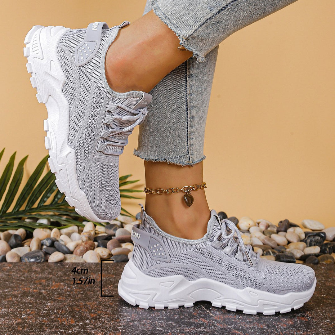 Women's Orthopedic Wide-Toe-Box Mesh Lace-Up Chunky Sneakers