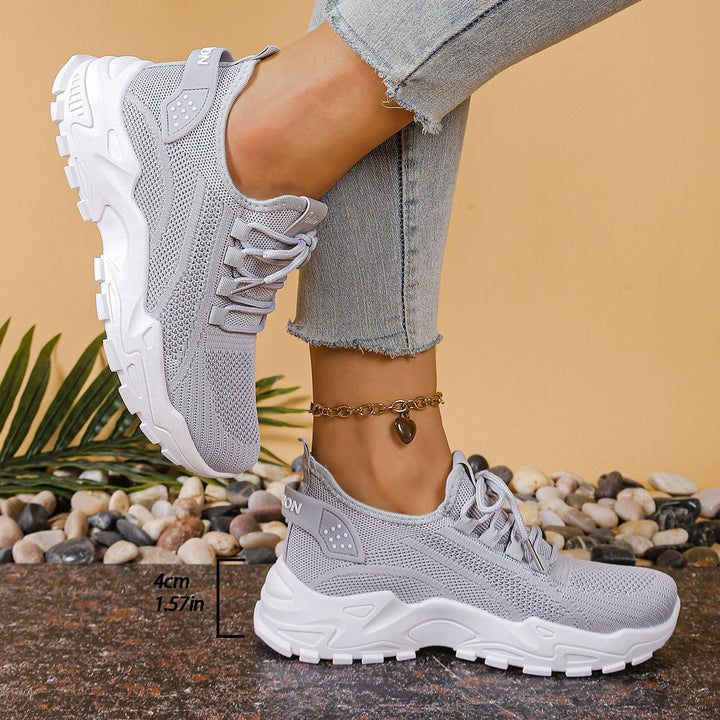 Women's Orthopedic Wide-Toe-Box Mesh Lace-Up Chunky Sneakers