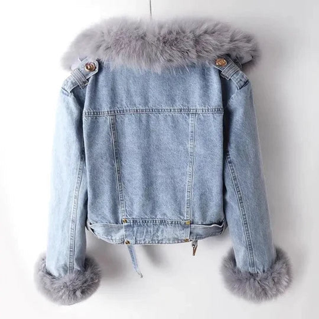 Women's Oversized Boho Embroidered Denim Jacket