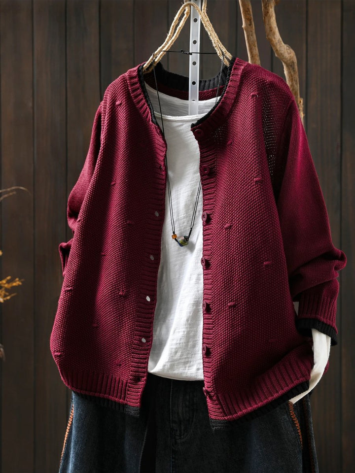 Women's Oversized Button-Front Textured Knit Cardigan