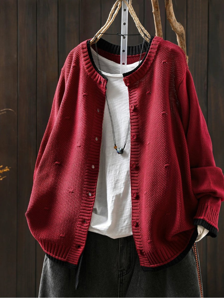 Women's Oversized Button-Front Textured Knit Cardigan