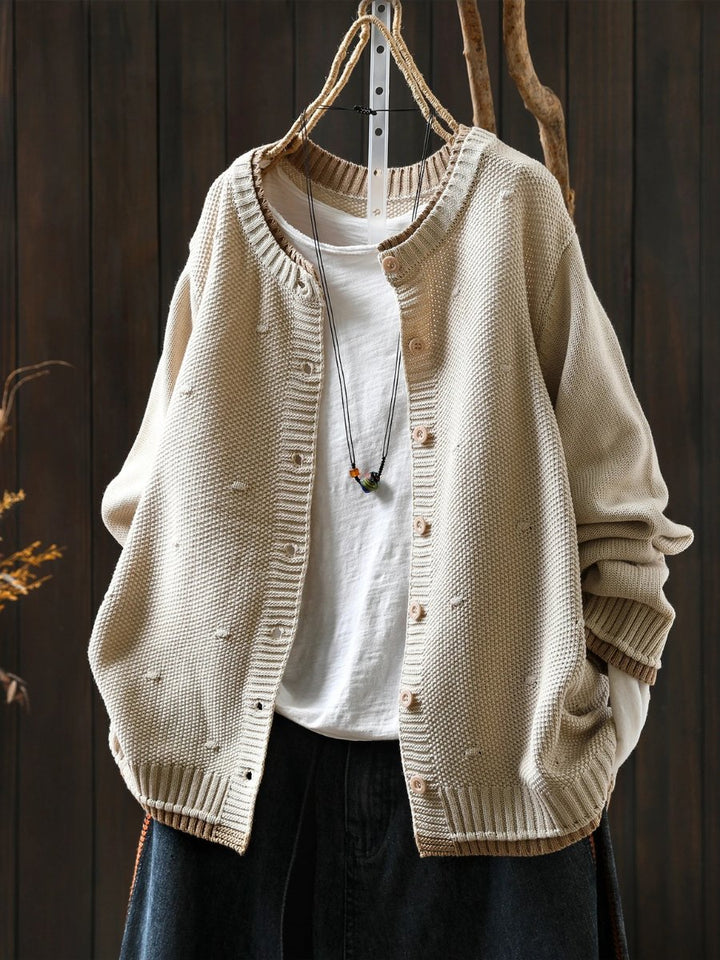 Women's Oversized Button-Front Textured Knit Cardigan