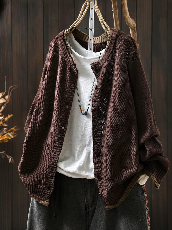 Women's Oversized Button-Front Textured Knit Cardigan