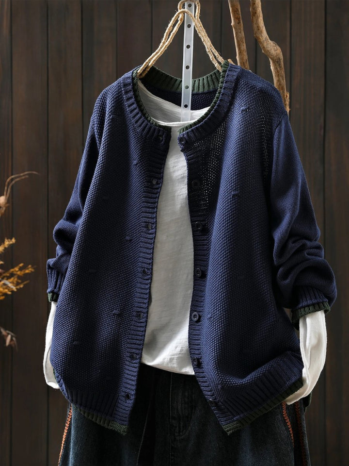 Women's Oversized Button-Front Textured Knit Cardigan