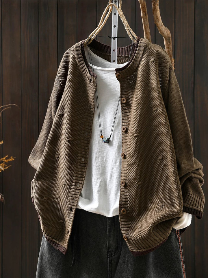Women's Oversized Button-Front Textured Knit Cardigan