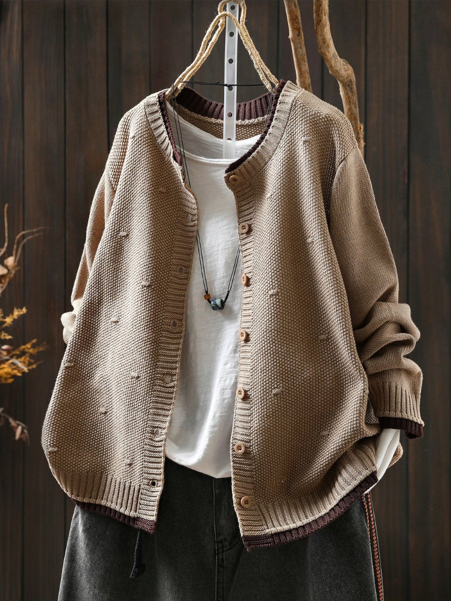 Women's Oversized Button-Front Textured Knit Cardigan
