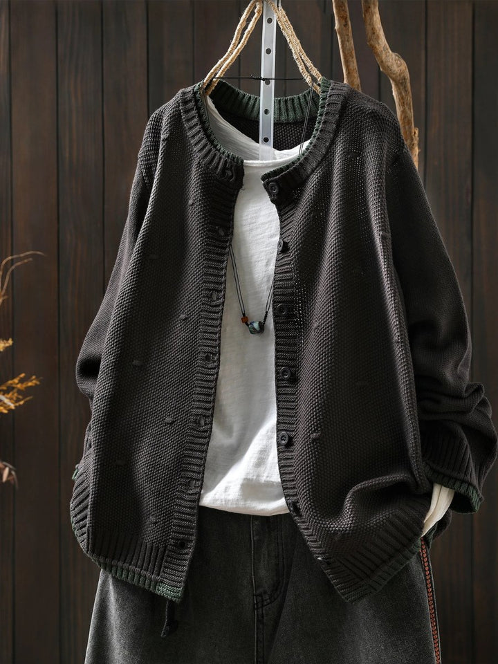 Women's Oversized Button-Front Textured Knit Cardigan