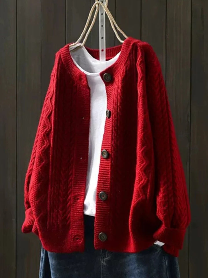 Women's Oversized Cable Knit Button-Front Cardigan Sweater