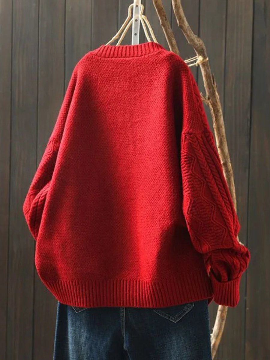 Women's Oversized Cable Knit Button-Front Cardigan Sweater
