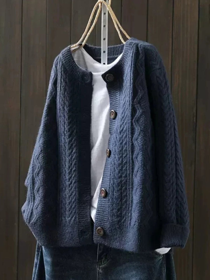 Women's Oversized Cable Knit Button-Front Cardigan Sweater