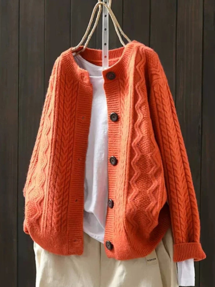 Women's Oversized Cable Knit Button-Front Cardigan Sweater