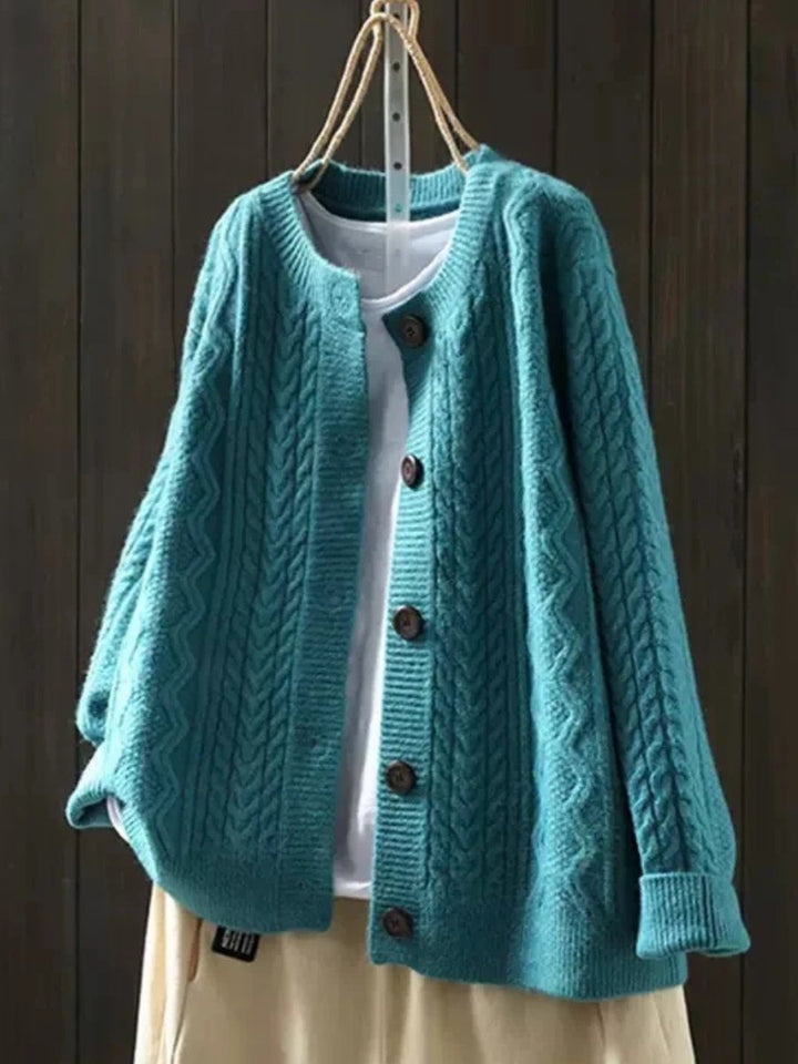 Women's Oversized Cable Knit Button-Front Cardigan Sweater