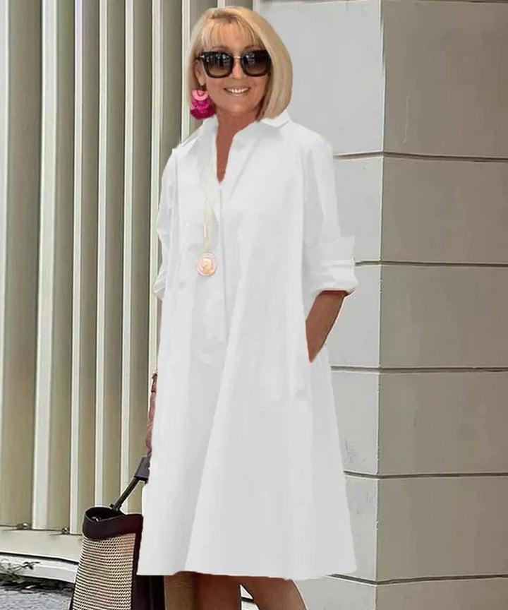 Women's Oversized Collared A-Line Fall Midi Dress