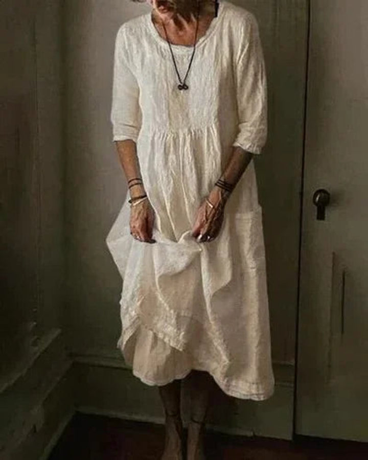 Women's Oversized Cotton Linen Fall Midi Dress