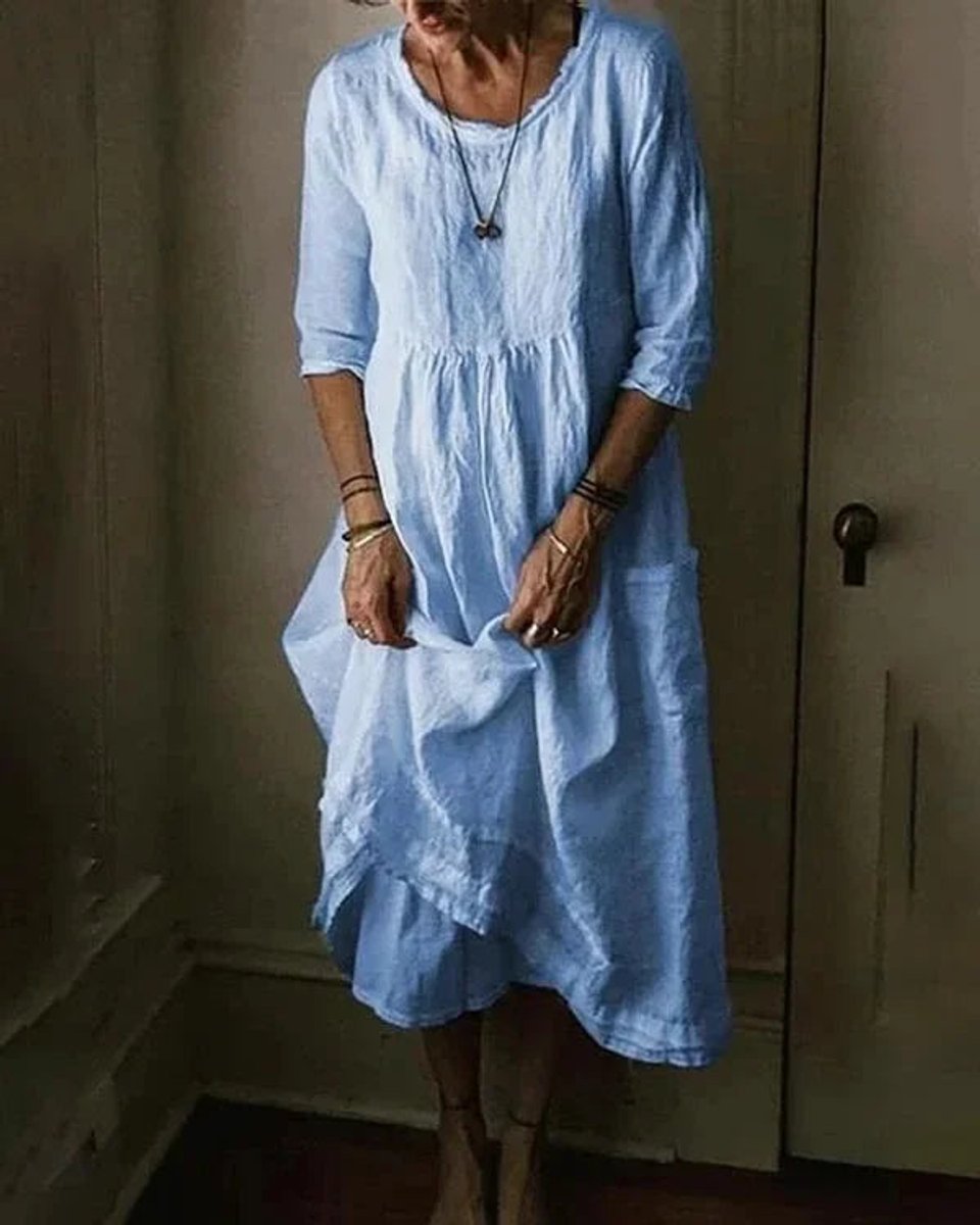 Women's Oversized Cotton Linen Fall Midi Dress
