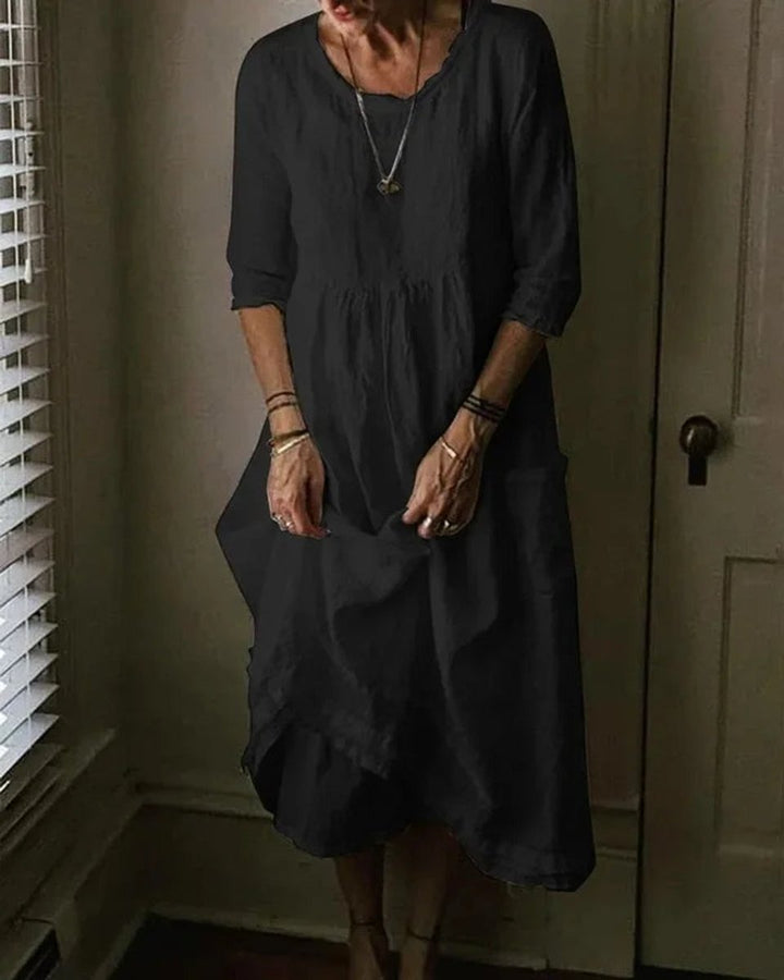 Women's Oversized Cotton Linen Fall Midi Dress