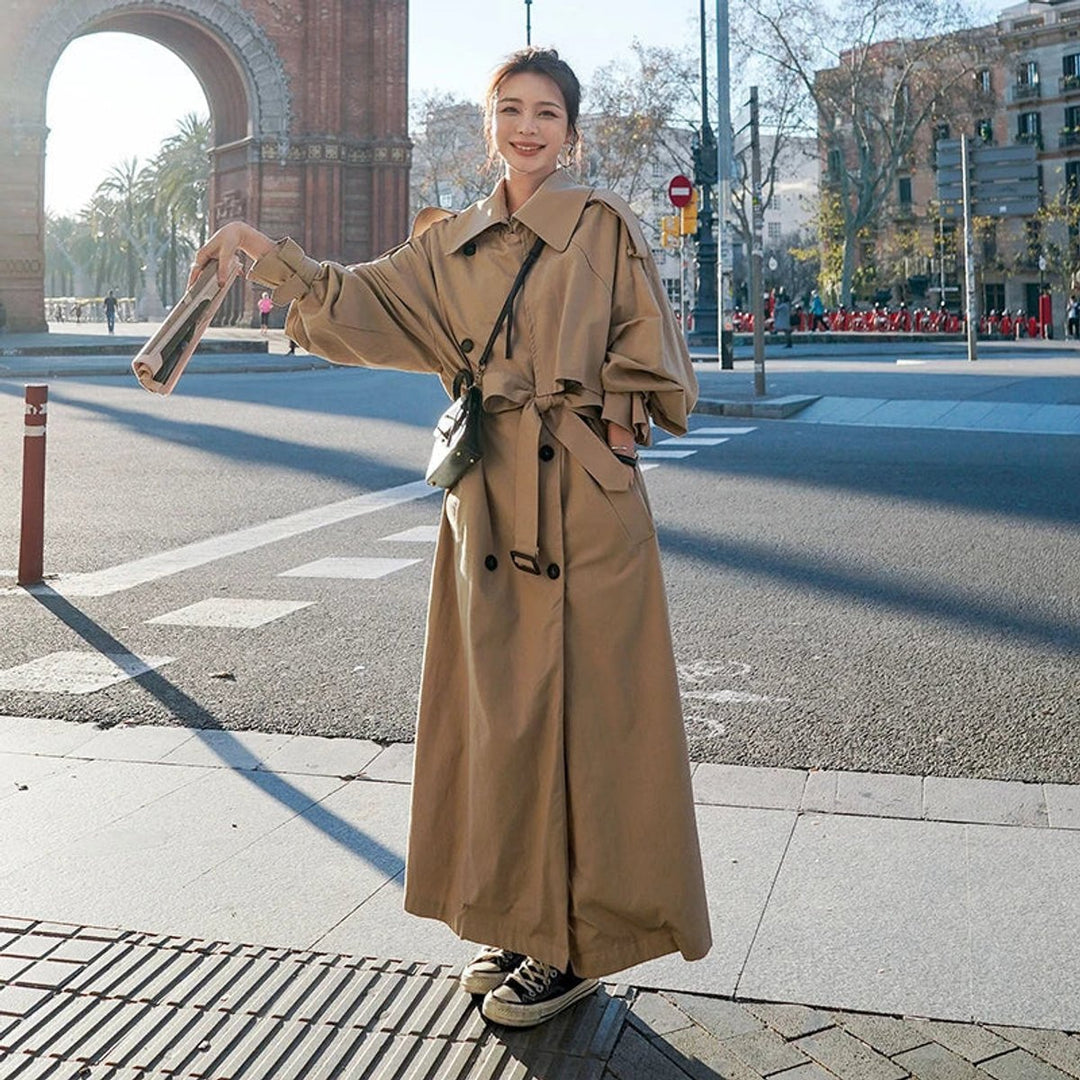 Women's Oversized Double-Breasted Longline Trench Coat
