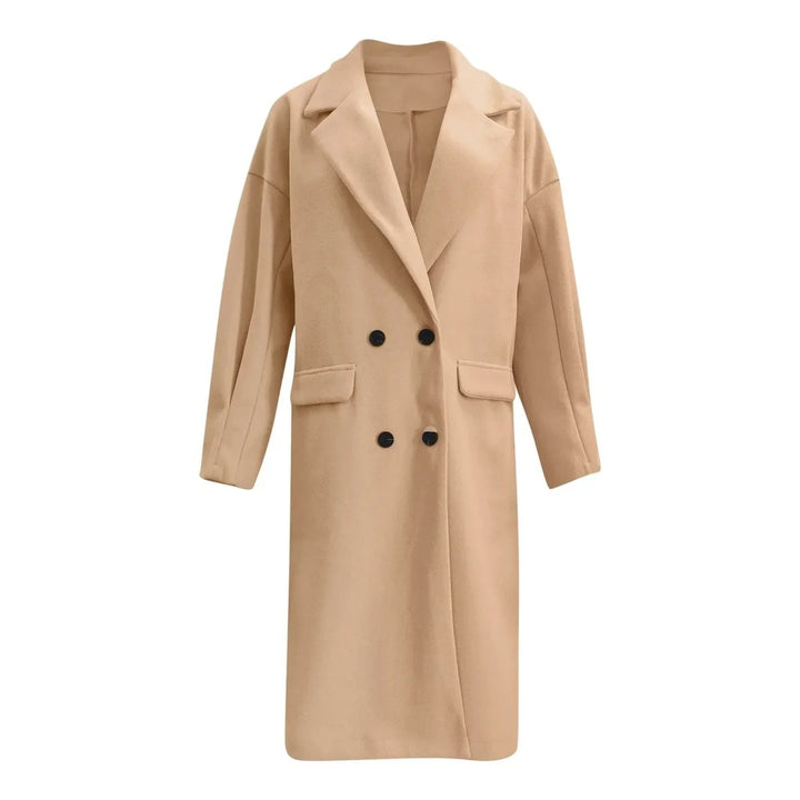 Women's Oversized Double-Breasted Mid-Length Wool-Blend Trench Coat