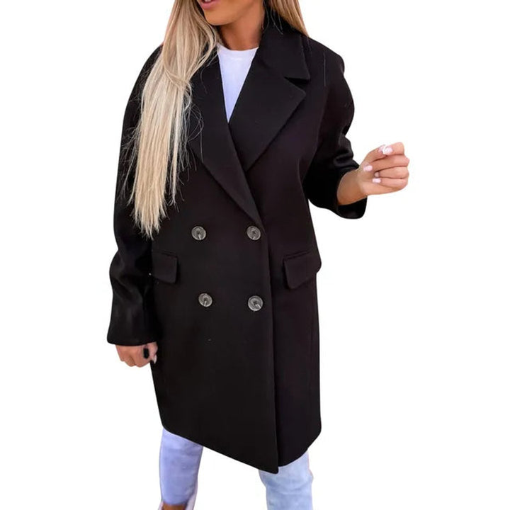 Women's Oversized Double-Breasted Mid-Length Wool-Blend Trench Coat