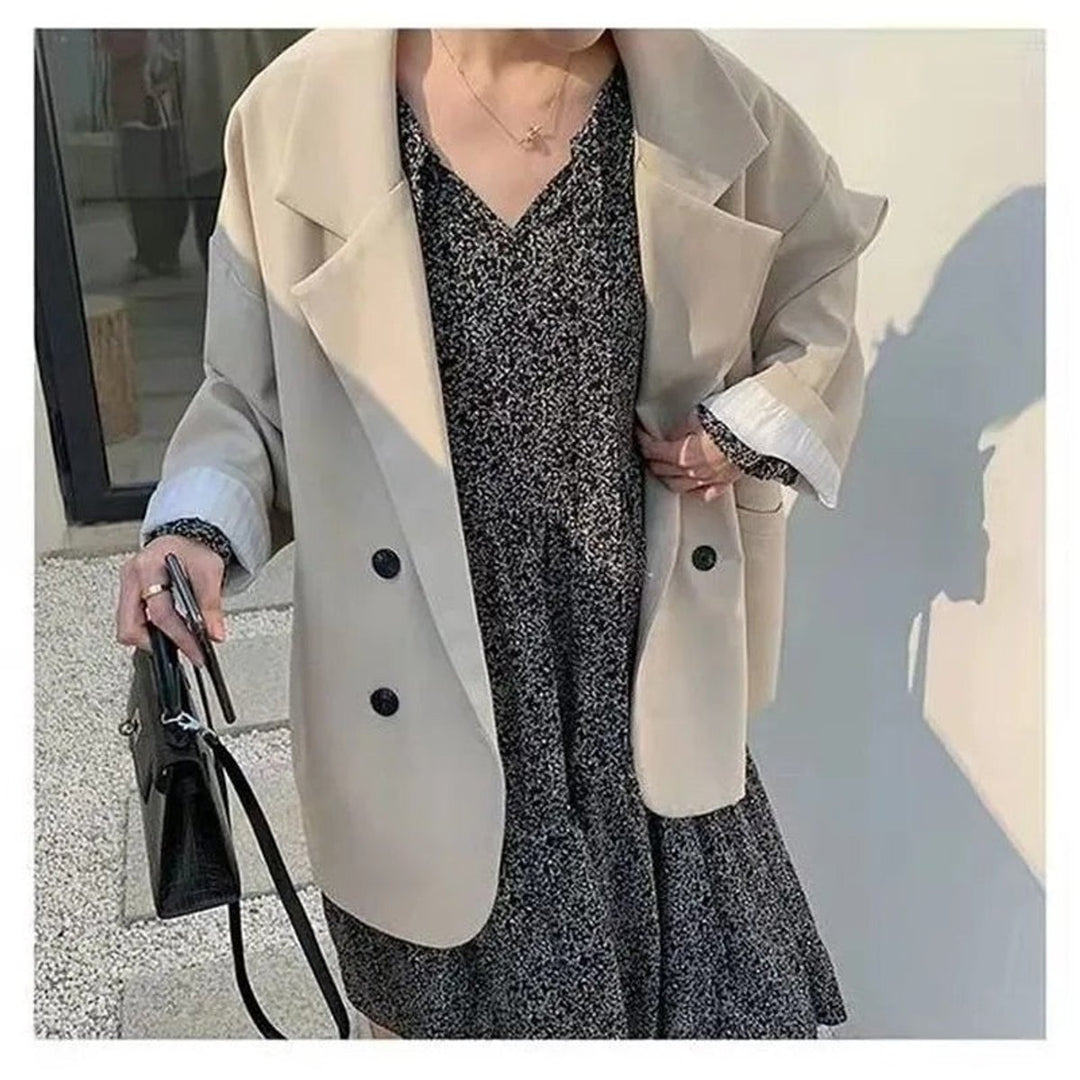 Women's Oversized Double-Breasted Notch-Lapel Blazer