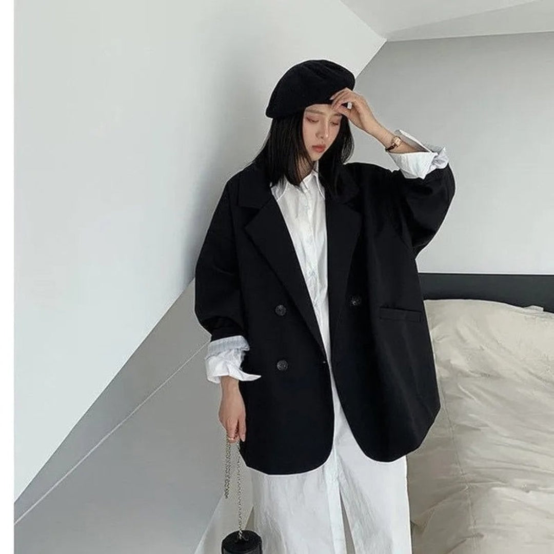 Women's Oversized Double-Breasted Notch-Lapel Blazer