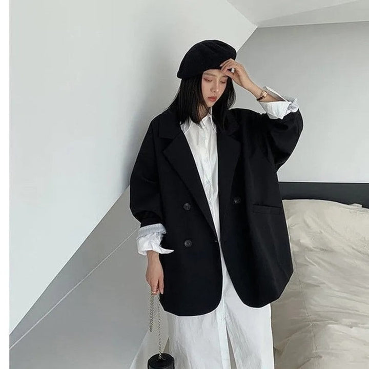 Women's Oversized Double-Breasted Notch-Lapel Blazer