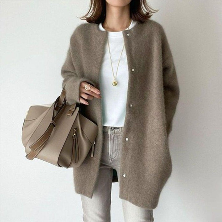 Women's Oversized Fluffy Knit Button-Front Cardigan Sweater