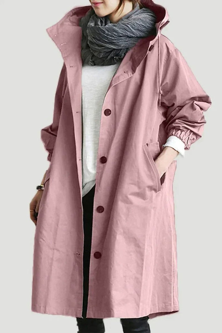 Women's Oversized Hooded Button-Front Trench Coat