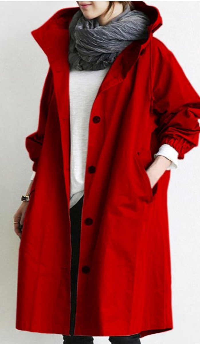 Women's Oversized Hooded Button-Front Trench Coat