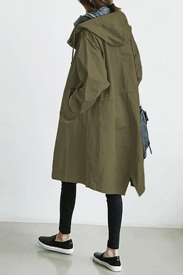 Women's Oversized Hooded Long Trench Coat Korean Style