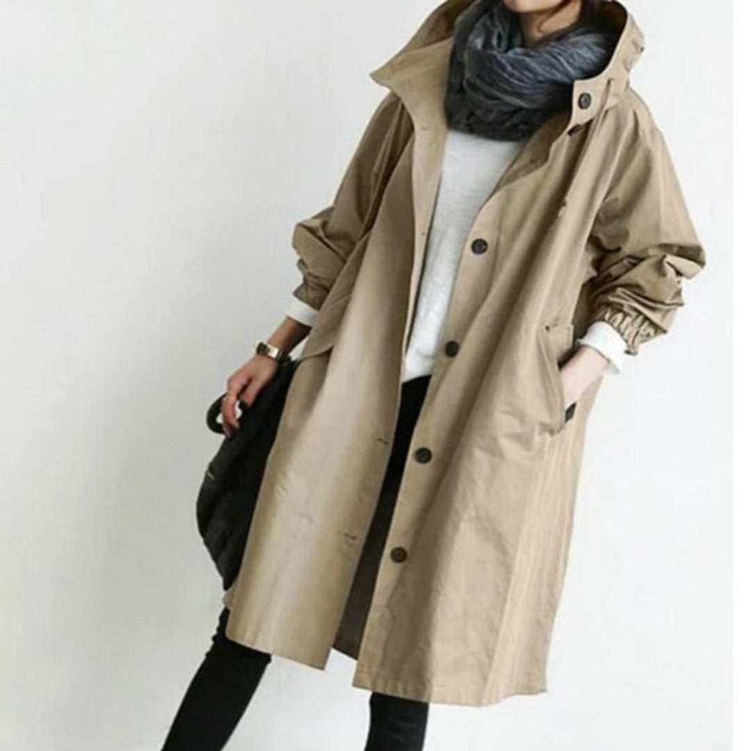 Women's Oversized Hooded Long Trench Coat Korean Style