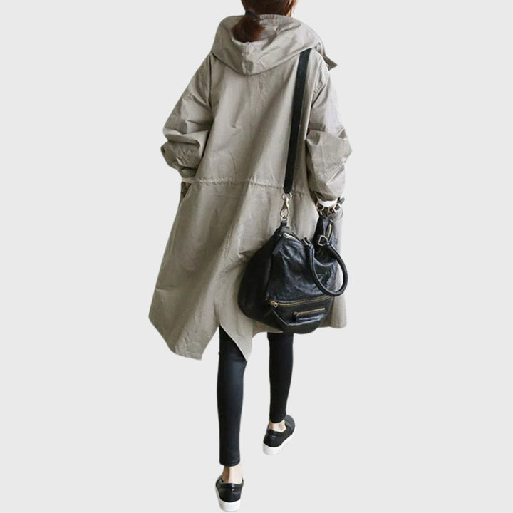 Women's Oversized Hooded Water-Repellent Midi Trench Coat