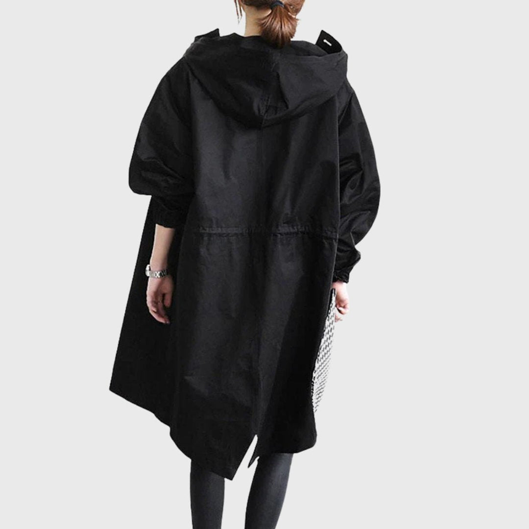 Women's Oversized Hooded Water-Repellent Midi Trench Coat