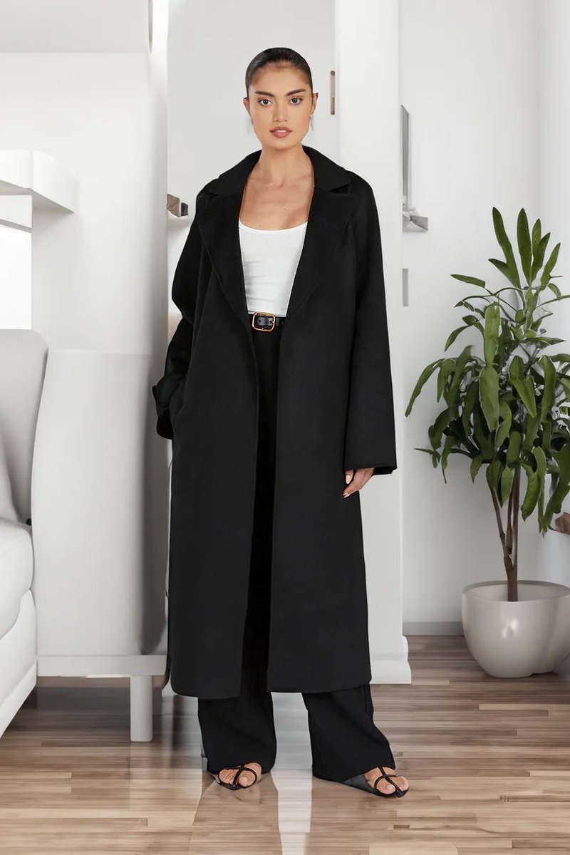 Women's Oversized Long Lapel Open-Front Trench Coat